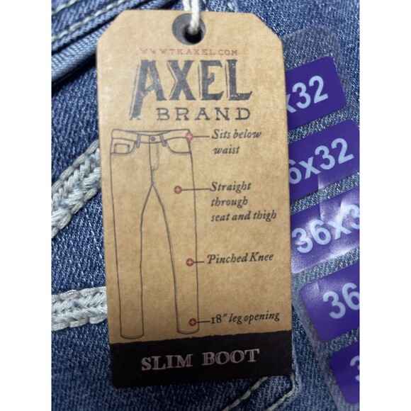 T.K. Axel Slim Boot Men's Stretch Blue Denim Jeans Size 36x32 - Picture 13 of 15